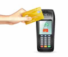 Vector gratuito terminal de pago con tarjeta de crédito