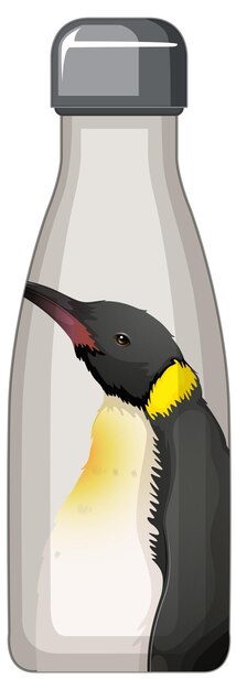 Un termo blanco con estampado de pingüinos.