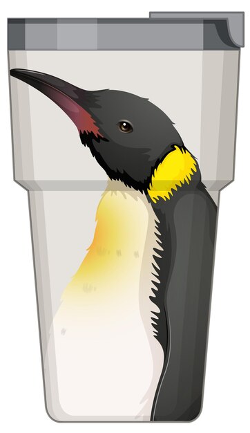 Un termo blanco con estampado de pingüinos.