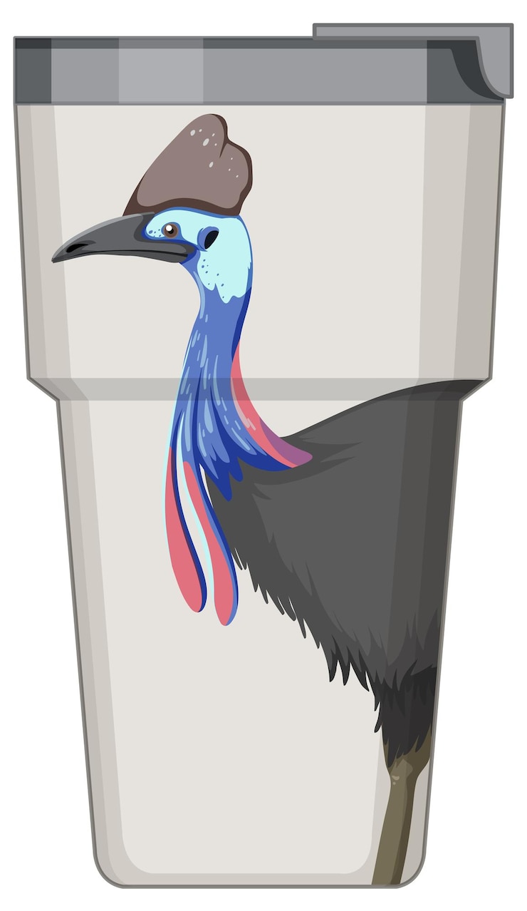 Vector gratuito un termo blanco con patrón de animales de aves.