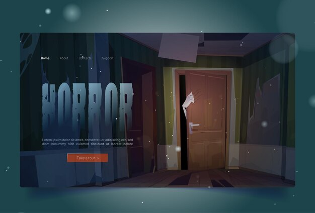Terror dibujos animados aterrizaje mano espeluznante rascarse la puerta