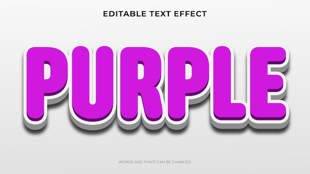 Texto 3d editable, efecto de texto morado.