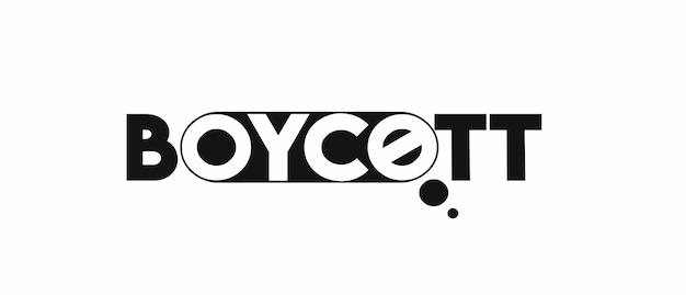 Texto de boicot en una ilustración de vector de fondo blanco