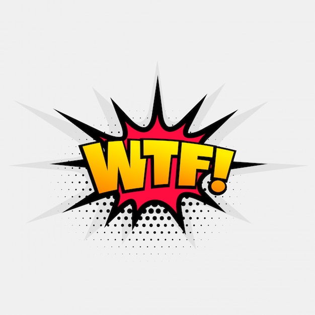 Vector gratuito texto cómico expresión pop art para la palabra wtf