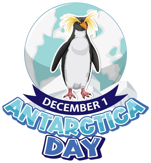 Texto del día de la antártida con pingüino