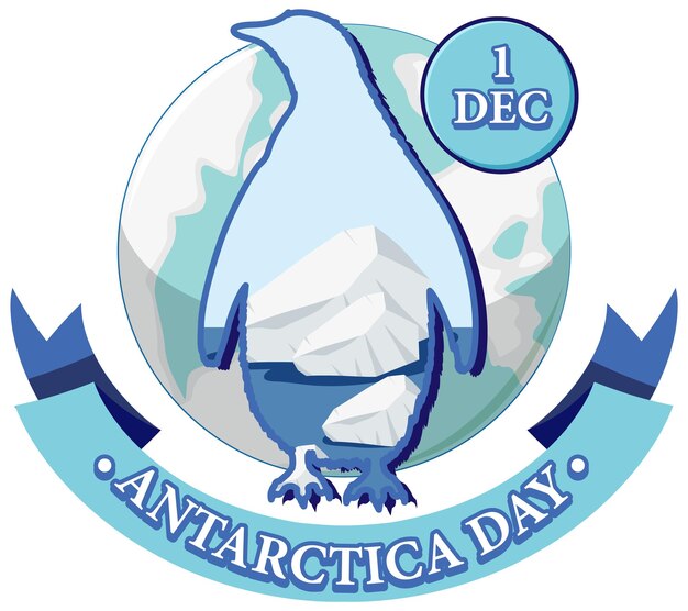 Texto del día de la antártida con silueta de pingüino