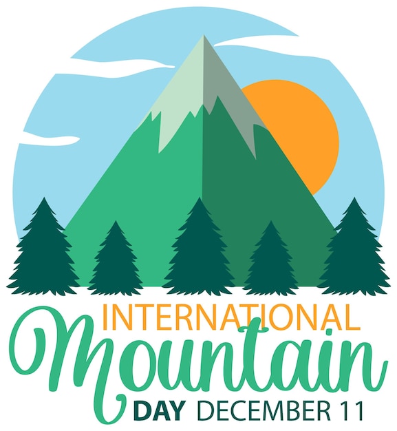 Vector gratuito texto del día internacional de la montaña para el diseño de carteles.
