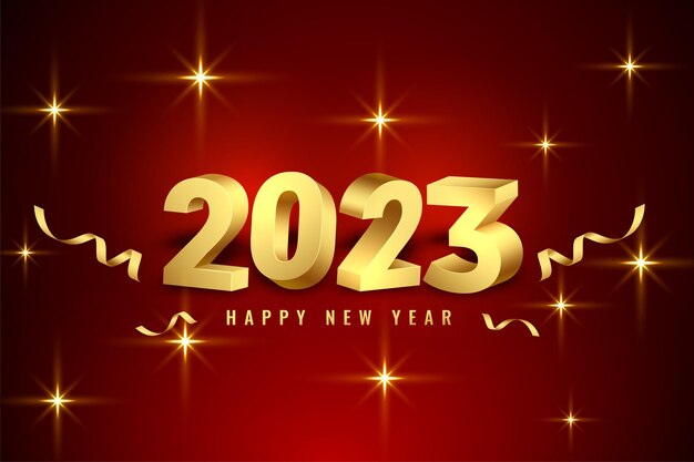 Texto dorado 3d 2023 para banner de evento de año nuevo