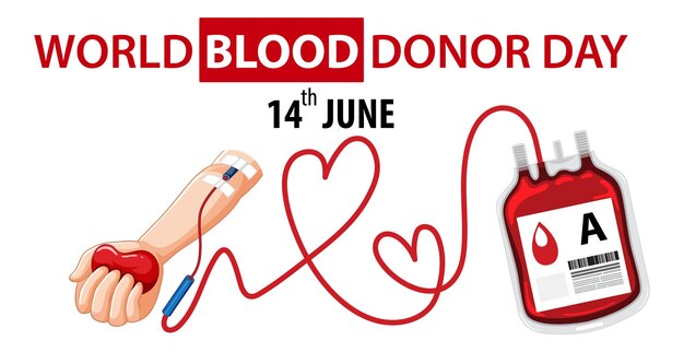 Texto e icono del día del donante de sangre de junio