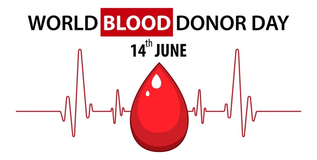 Texto e icono del día del donante de sangre de junio