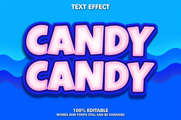 Texto editable de caramelo rosa y azul