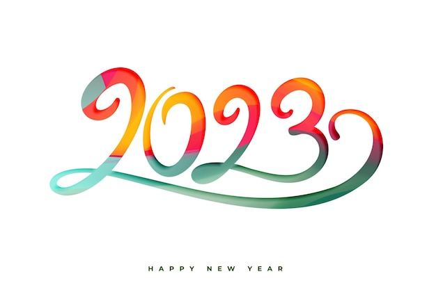 Vector gratuito texto elegante de 2023 en estilo colorido para el banner de vacaciones de año nuevo