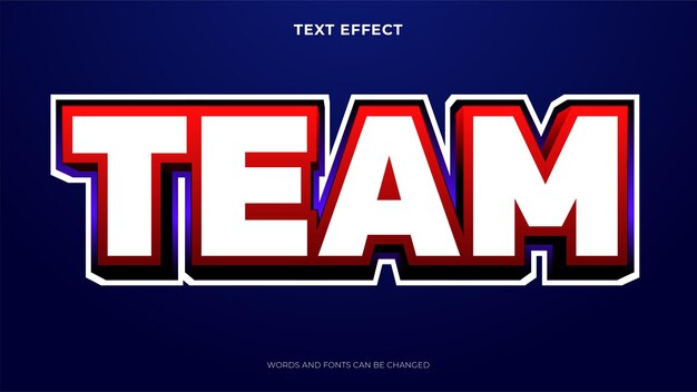 Texto de equipo en estilo deportivo, efecto de texto editable