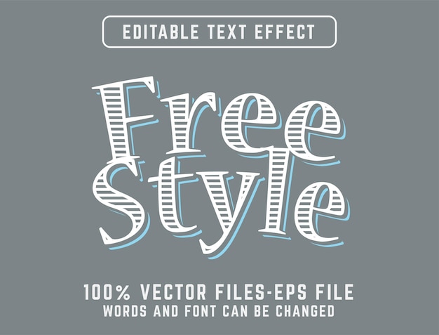 Texto de estilo libre. vectores premium de efecto de texto editable