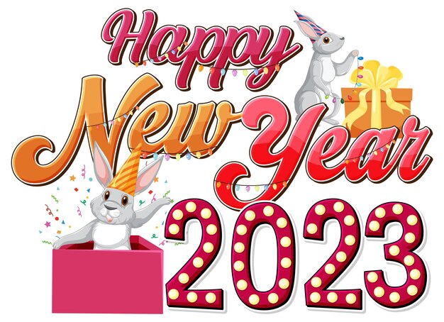 Texto de feliz año nuevo 2023 para diseño de banner