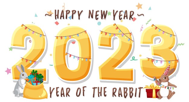 Texto de feliz año nuevo 2023 para diseño de banner