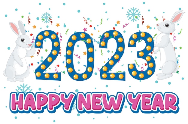 Texto de feliz año nuevo 2023 para diseño de banner