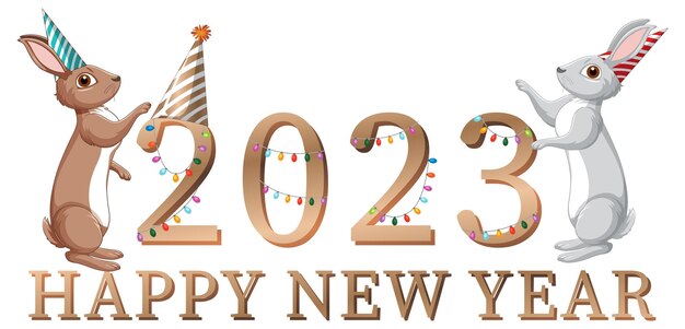 Texto de feliz año nuevo 2023 para diseño de banner