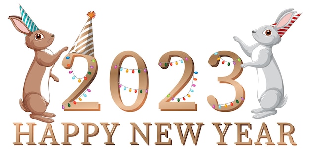 Texto de feliz año nuevo 2023 para diseño de banner