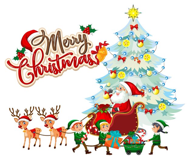 Texto de feliz Navidad con personaje de dibujos animados