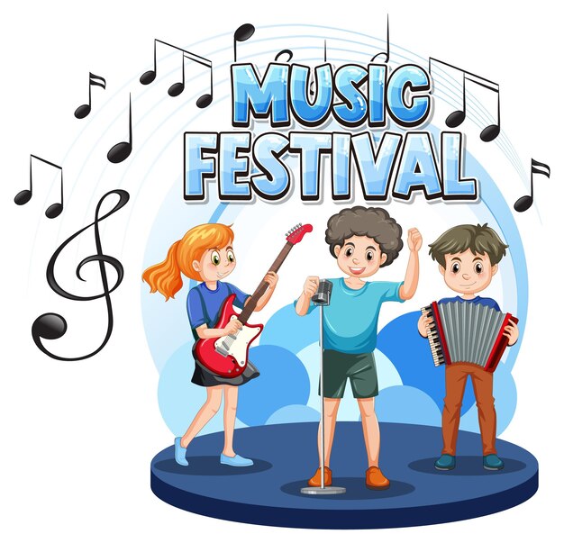 Texto del festival de música con banda de música infantil.