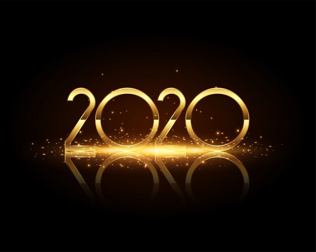 Texto de oro de año nuevo 2020 en tarjeta negra
