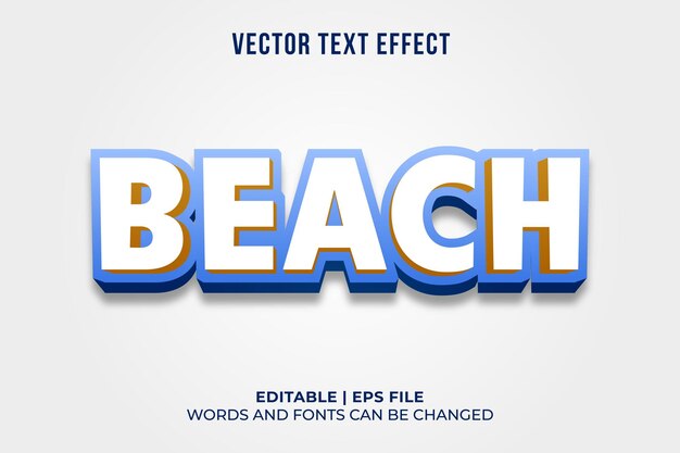 Texto de playa de estilo 3D editable