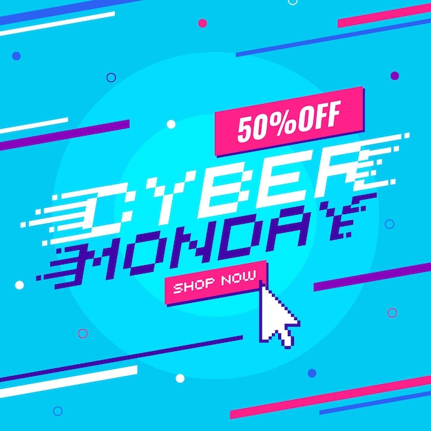 Texto promocional plano del cyber monday