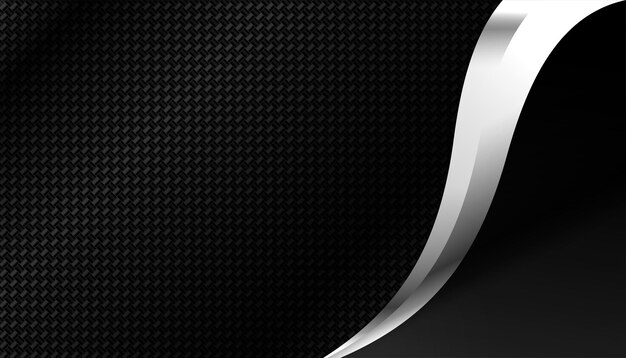 Textura de fibra de carbono negro con onda de metal plateado.