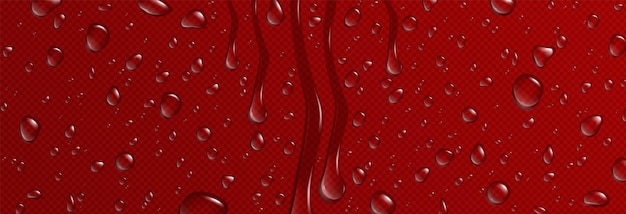 Vector gratuito textura de gota de agua vectorial sobre fondo de cristal rojo