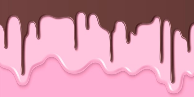 Textura de helado de frutas y chocolate que se derrite