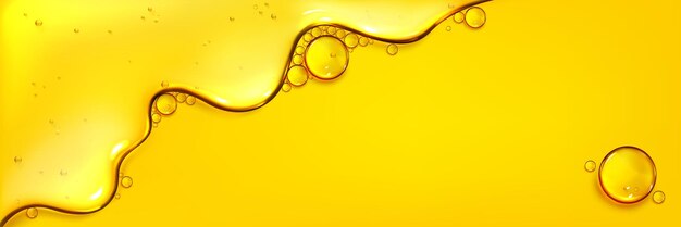 Textura líquida de aceite amarillo fluido con burbujas