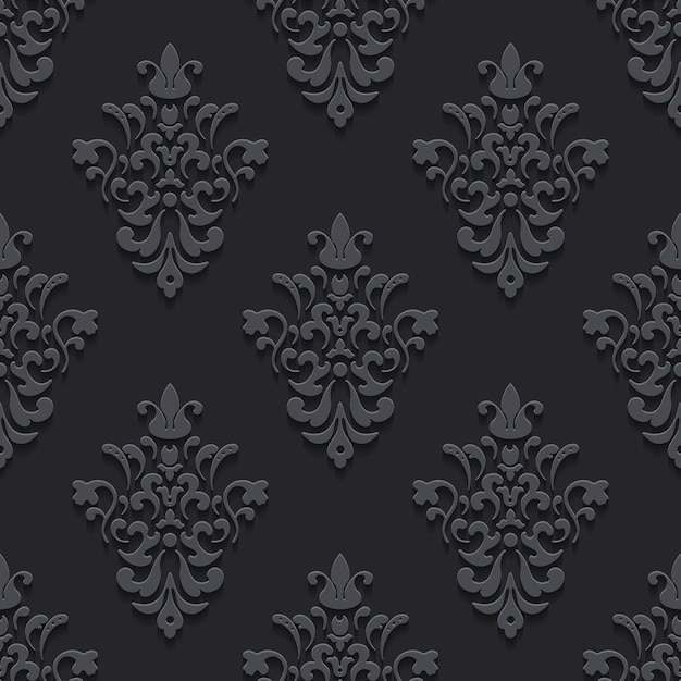 Textura de lujo elegante negro con sombras. Patrón de fondo transparente, sin fin y repetición, ilustración vectorial