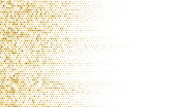 Textura de patrón de semitono dorado sobre fondo blanco