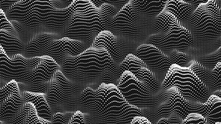 Vector gratuito textura de relieve de onda de punto fondo de punto abstracto fondo tecnológico del ciberespacio