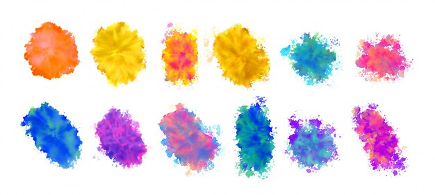 Texturas de manchas de acuarela en muchos colores