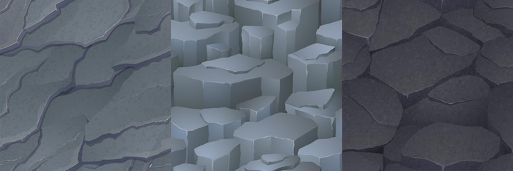 Vector gratuito texturas de suelo de piedra y rocas grises.