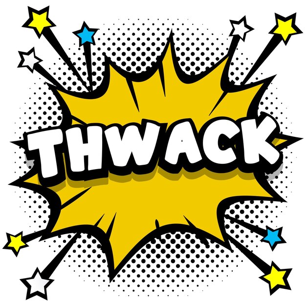 Thwack Pop art comic speech bubbles libro efectos de sonido