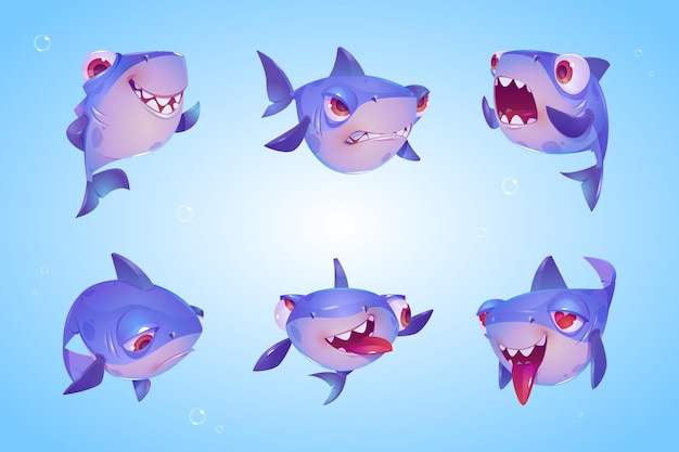 Tiburón lindo personaje de dibujos animados divertido pez mascota