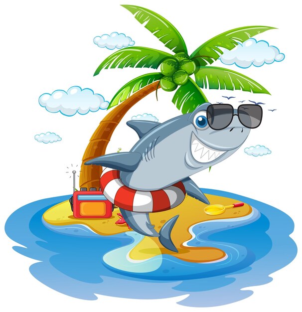 Tiburón relajándose en la isla