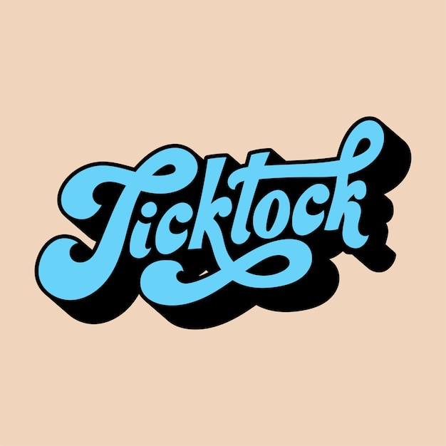 Tick ​​tock palabra tipografía estilo ilustración