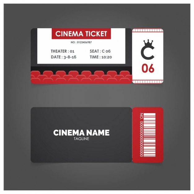 Ticket de cine con detalles en rojo