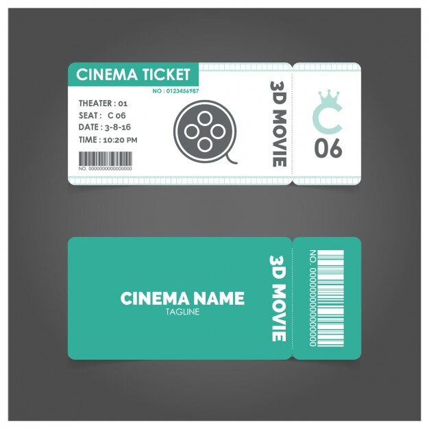 Ticket de cine con detalles en verde