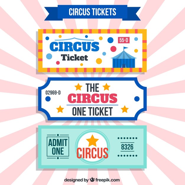Tickets de circo bonitos retro