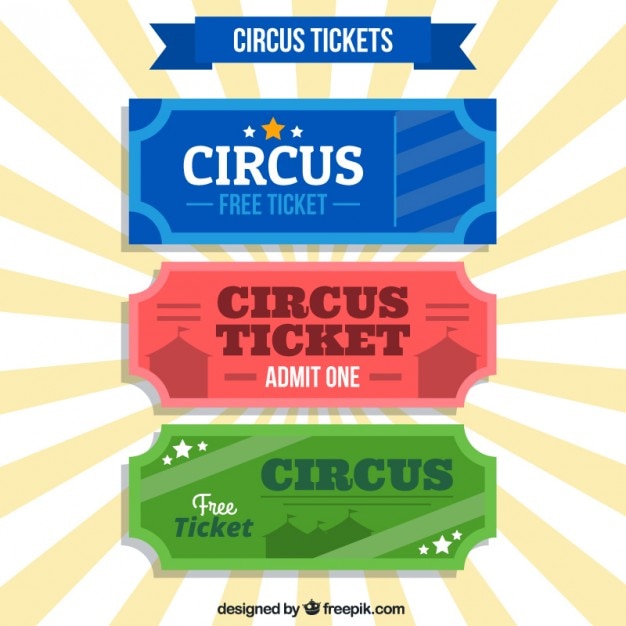 Vector gratuito tickets de circo de colores en estilo retro