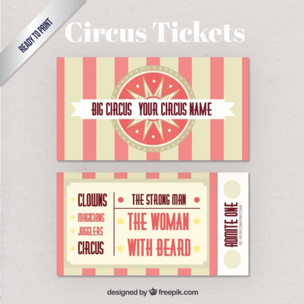 Tickets de circo en estilo vintage