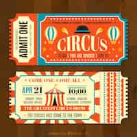 Vector gratuito tickets circus en estilo vintage