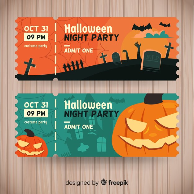 Vector gratuito tickets modernos de halloween