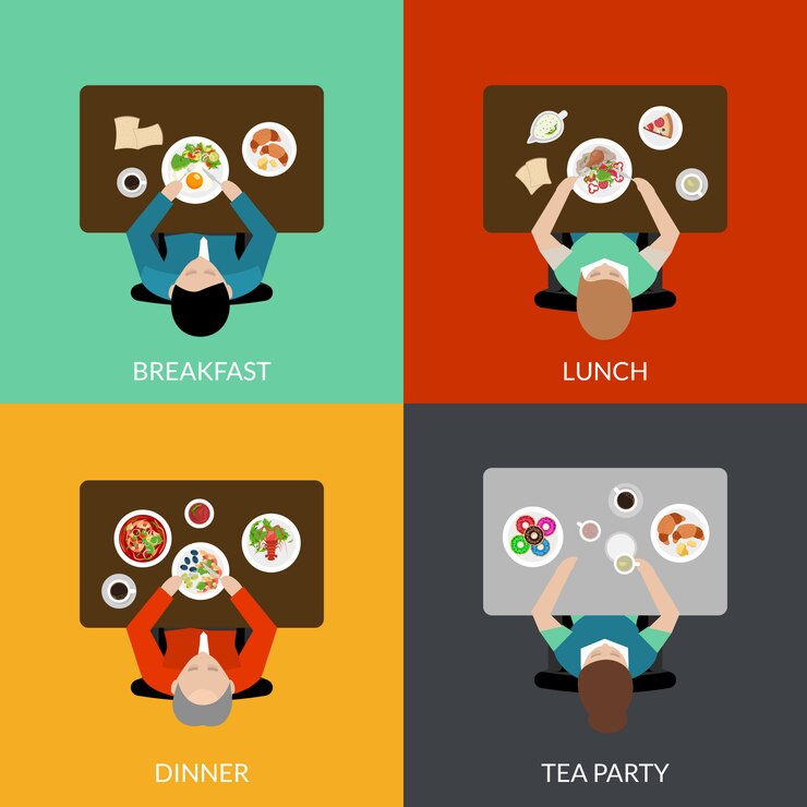 Vector gratuito tiempo de comida establecido