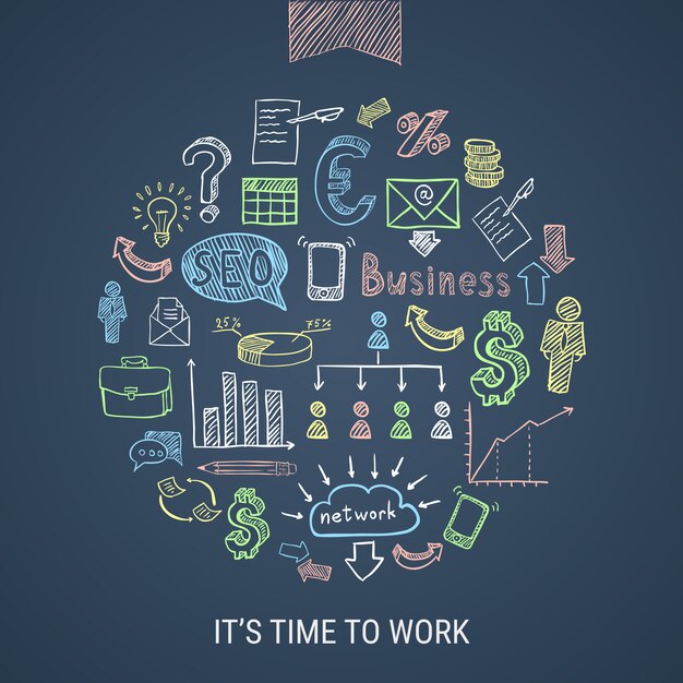 Tiempo para trabajar iconos dibujados a mano